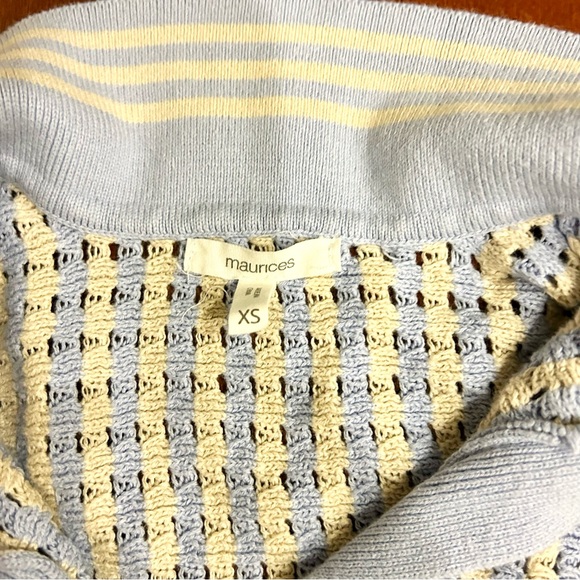 Maurices Womens Blue Cream Ivory Open Knit Collared Sweater Size XS 100% cotton - Picture 4 of 7